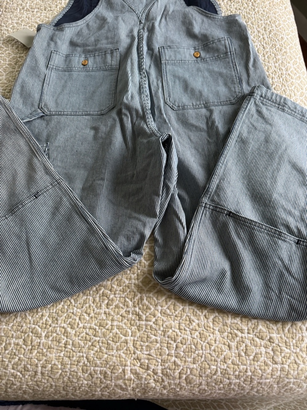 Duluth Trading Co. Navy Lined Blue & White Striped Overalls - Picture 5 of 6